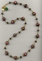 Vintage, Black Fiorato Flowered Venetian Bead Necklace